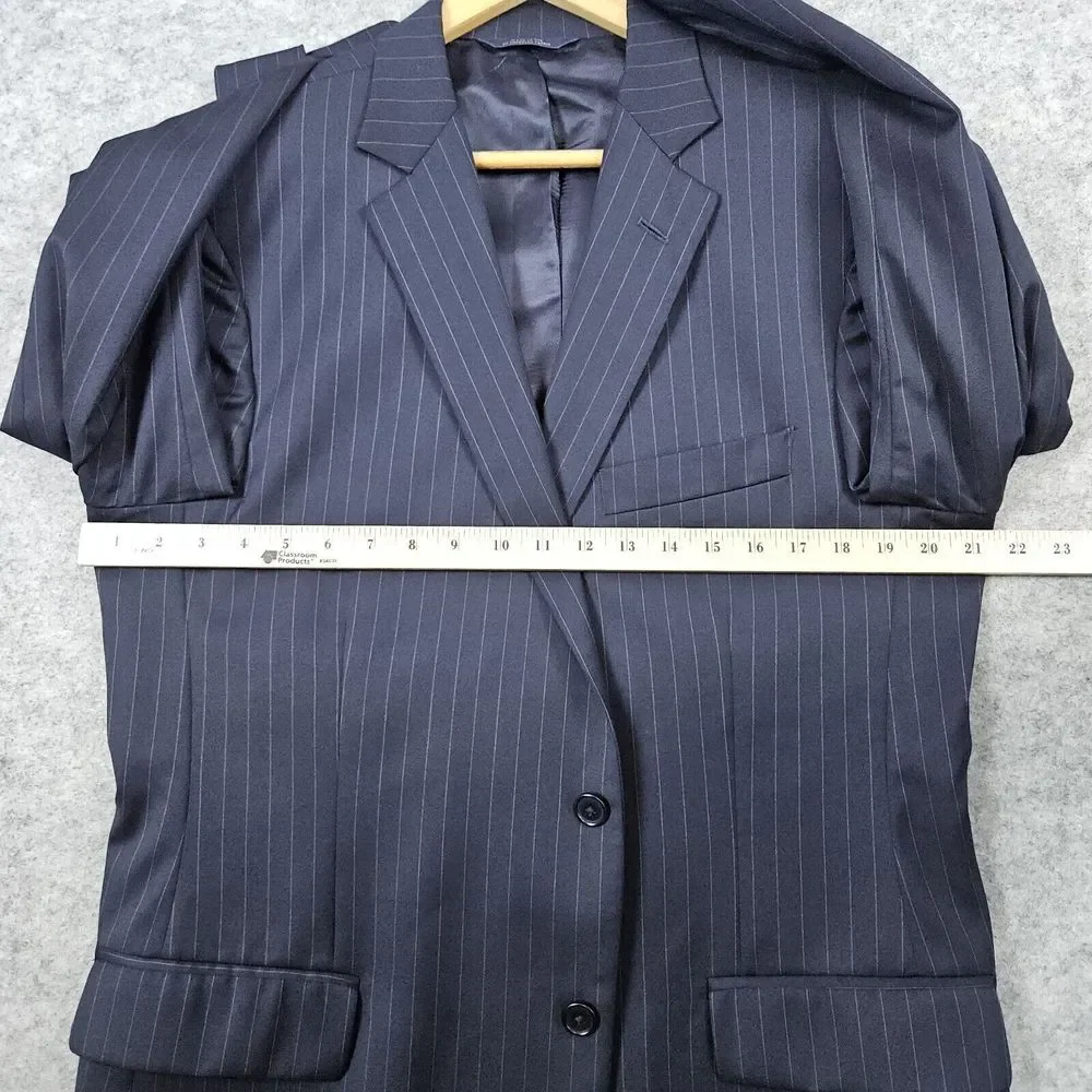 Brooks Brothers 1818 Fitzgerald Blazer Size 43R 100% Wool Navy Blue Pinstripes‎